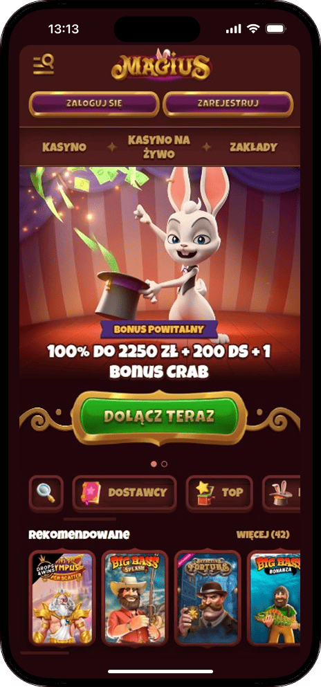Magius App — Welcome Bonus Home Screen